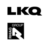 Loghi di LKQ e Rhiag Group su sfondo bianco.